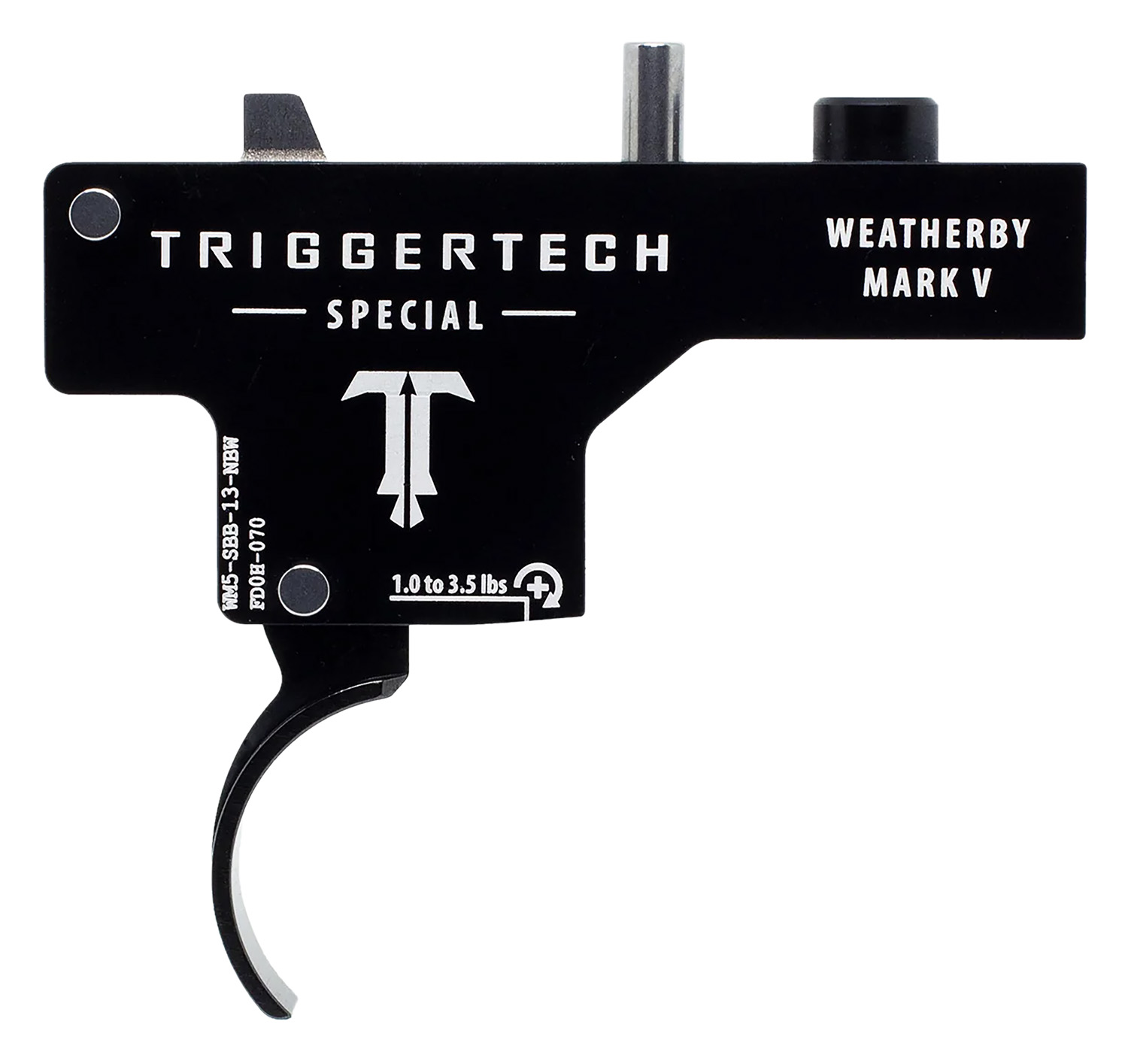 TriggerTech WM5SBB13NBW Special Single-Stage Curved Trigger with 1-3.50 lbs Draw Weight & Black PVD Finish for Weatherby Mark V