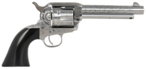 Taylors & Company 555158 1873 Cattleman Uberti 357 Mag/38 Special 6rd Shot 5.50" White Engraved Round Barrel, Cylinder & Steel Frame, Black Polymer Navy Grip, Exposed Hammer