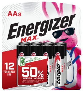 Energizer E91MP8 AA Max Silver 1.5V Alkaline, Qty (8) Single Pack