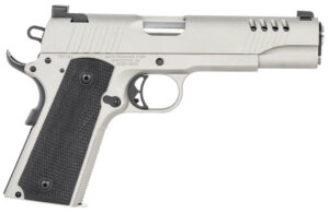Auto-Ordnance 1911TCAC6 1911 A1  45 ACP 7+1 5" Savage Silver Cerakoate, Serrated/Ported Slide,  Black Rubber Grips, Fixed 3-Dot Combat Day Sights