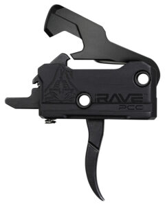Rise Armament T017PCCBLK Rave Pistol Caliber Carbine Single-Stage Curved Trigger with 3.50 lbs Draw Weight & Black Nitride Finish for AR-Platform