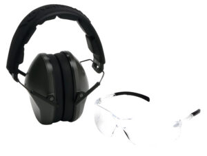Pyramex VGCOMBO310  Earmuff/Glasses Combo Kit Over the Head Clear Lens Wraparound Clear Frame