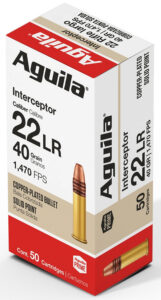 Aguila 1B220320 Interceptor 22LR 40gr Copper Plated Solid Point 50 Per Box/20 Case